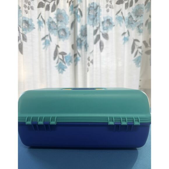 Caboodles Makeup Case Model 2602 Slide Tray Teal Blue Yellow Vintage 1990’s - Picture 5 of 16